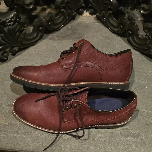 Elegant Cole Haan Nathan Plain Toe Men's Brown Leather Oxfords Size 9M